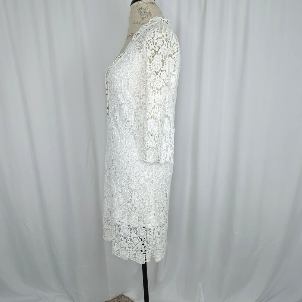 Diane Von Furstenberg DVF White Dress 4 Small  Bridal Lace Crochet Boho - Picture 5 of 10